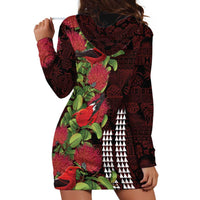 Hawaii Mele Kalikimaka Kakau Hoodie Dress I'iwi Bird on Ohia Lehua LT7 - Polynesian Pride