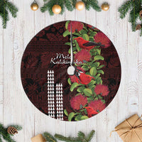 Hawaii Mele Kalikimaka Kakau Tree Skirt I'iwi Bird on Ohia Lehua LT7 Casual Black Red - Polynesian Pride