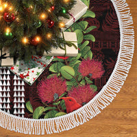 Hawaii Mele Kalikimaka Kakau Tree Skirt I'iwi Bird on Ohia Lehua LT7 - Polynesian Pride
