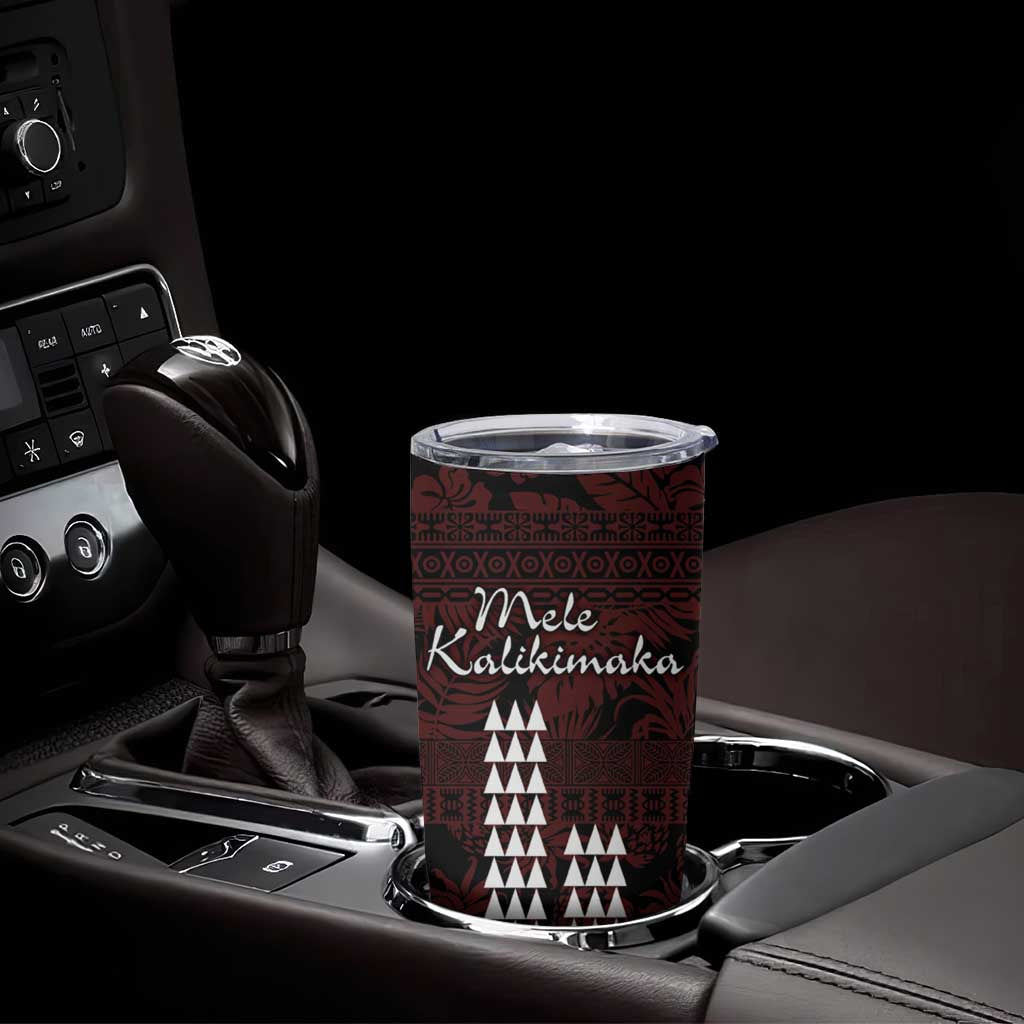 Hawaii Mele Kalikimaka Kakau Tumbler Cup I'iwi Bird on Ohia Lehua