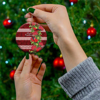 Hawaii Christmas Mele Kalikimaka Ceramic Ornament I'iwi Bird on Ohia Lehua