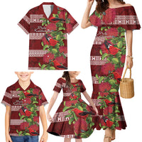 Hawaii Christmas Mele Kalikimaka Family Matching Mermaid Dress and Hawaiian Shirt I'iwi Bird on Ohia Lehua LT7 - Polynesian Pride