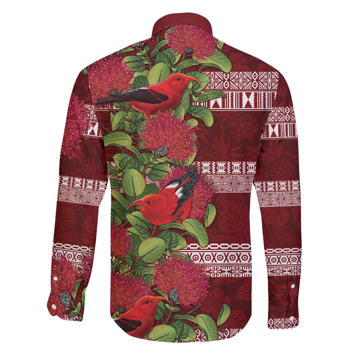 Hawaii Christmas Mele Kalikimaka Family Matching Off The Shoulder Long Sleeve Dress and Hawaiian Shirt I'iwi Bird on Ohia Lehua LT7 - Polynesian Pride