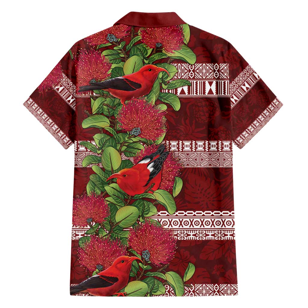 Hawaii Christmas Mele Kalikimaka Family Matching Off Shoulder Maxi Dress and Hawaiian Shirt I'iwi Bird on Ohia Lehua LT7 - Polynesian Pride
