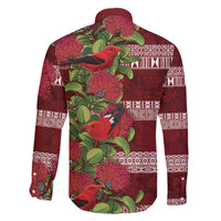 Hawaii Christmas Mele Kalikimaka Family Matching Off Shoulder Short Dress and Hawaiian Shirt I'iwi Bird on Ohia Lehua LT7 - Polynesian Pride