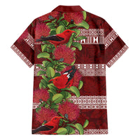 Hawaii Christmas Mele Kalikimaka Family Matching Short Sleeve Bodycon Dress and Hawaiian Shirt I'iwi Bird on Ohia Lehua LT7 - Polynesian Pride