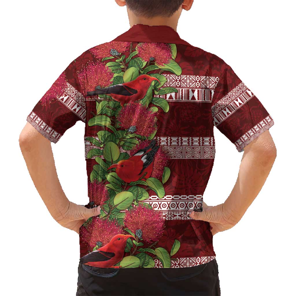 Hawaii Christmas Mele Kalikimaka Family Matching Summer Maxi Dress and Hawaiian Shirt I'iwi Bird on Ohia Lehua LT7 - Polynesian Pride