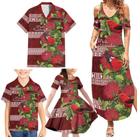 Hawaii Christmas Mele Kalikimaka Family Matching Summer Maxi Dress and Hawaiian Shirt I'iwi Bird on Ohia Lehua LT7 - Polynesian Pride