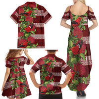 Hawaii Christmas Mele Kalikimaka Family Matching Summer Maxi Dress and Hawaiian Shirt I'iwi Bird on Ohia Lehua LT7 - Polynesian Pride