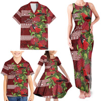 Hawaii Christmas Mele Kalikimaka Family Matching Tank Maxi Dress and Hawaiian Shirt I'iwi Bird on Ohia Lehua LT7 - Polynesian Pride