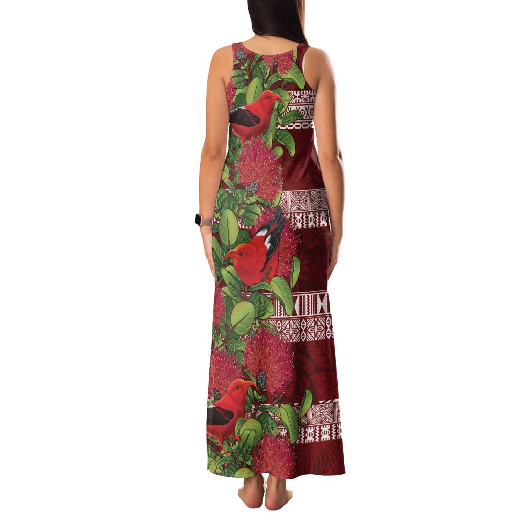 Hawaii Christmas Mele Kalikimaka Family Matching Tank Maxi Dress and Hawaiian Shirt I'iwi Bird on Ohia Lehua LT7 - Polynesian Pride