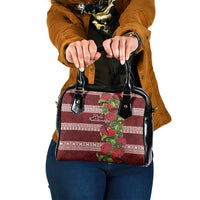 Hawaii Christmas Mele Kalikimaka Shoulder Handbag I'iwi Bird on Ohia Lehua LT7 One Size Red White - Polynesian Pride