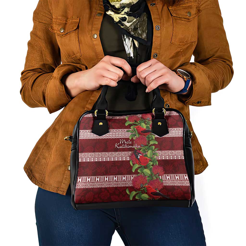 Hawaii Christmas Mele Kalikimaka Shoulder Handbag I'iwi Bird on Ohia Lehua LT7 - Polynesian Pride