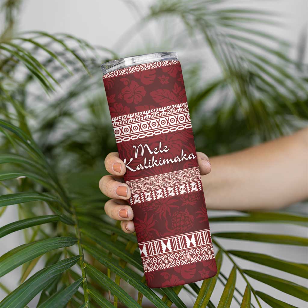 Hawaii Christmas Mele Kalikimaka Skinny Tumbler I'iwi Bird on Ohia Lehua LT7 - Polynesian Pride