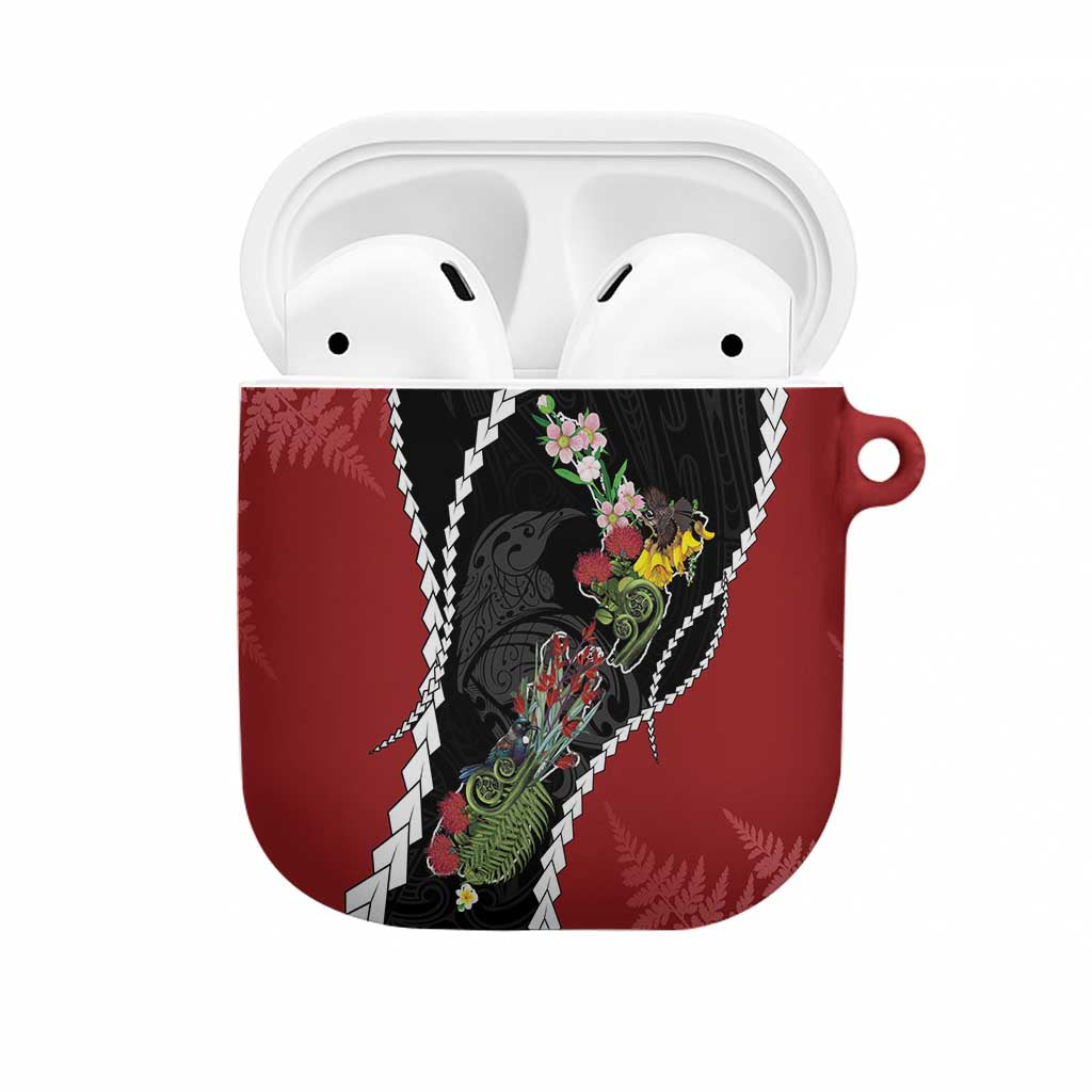 New Zealand Christmas AirPods Case Flora Map with Birds - Polynesian Pride