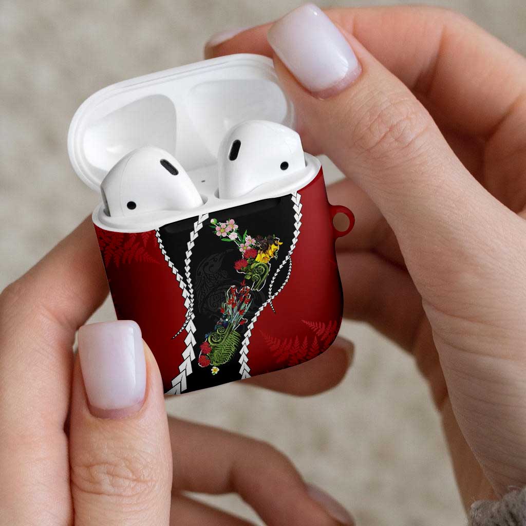 New Zealand Christmas AirPods Case Flora Map with Birds - Polynesian Pride