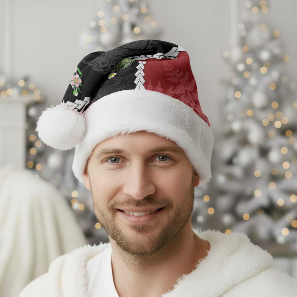 New Zealand Christmas Santa Hat Flora Map with Birds - Polynesian Pride