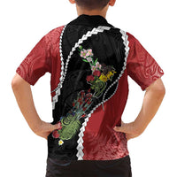New Zealand Christmas Family Matching Long Sleeve Bodycon Dress and Hawaiian Shirt Flora Map with Birds LT7 - Polynesian Pride
