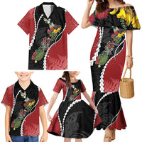 New Zealand Christmas Family Matching Mermaid Dress and Hawaiian Shirt Flora Map with Birds LT7 - Polynesian Pride