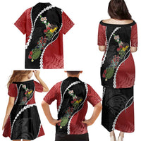 New Zealand Christmas Family Matching Puletasi and Hawaiian Shirt Flora Map with Birds LT7 - Polynesian Pride
