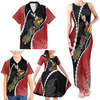 New Zealand Christmas Family Matching Tank Maxi Dress and Hawaiian Shirt Flora Map with Birds LT7 - Polynesian Pride