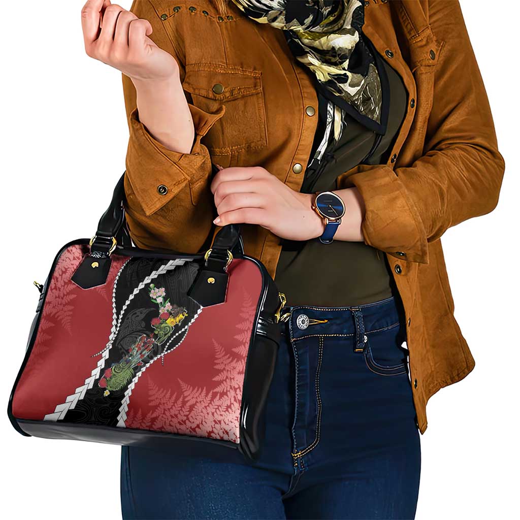 New Zealand Christmas Shoulder Handbag Flora Map with Birds - Polynesian Pride