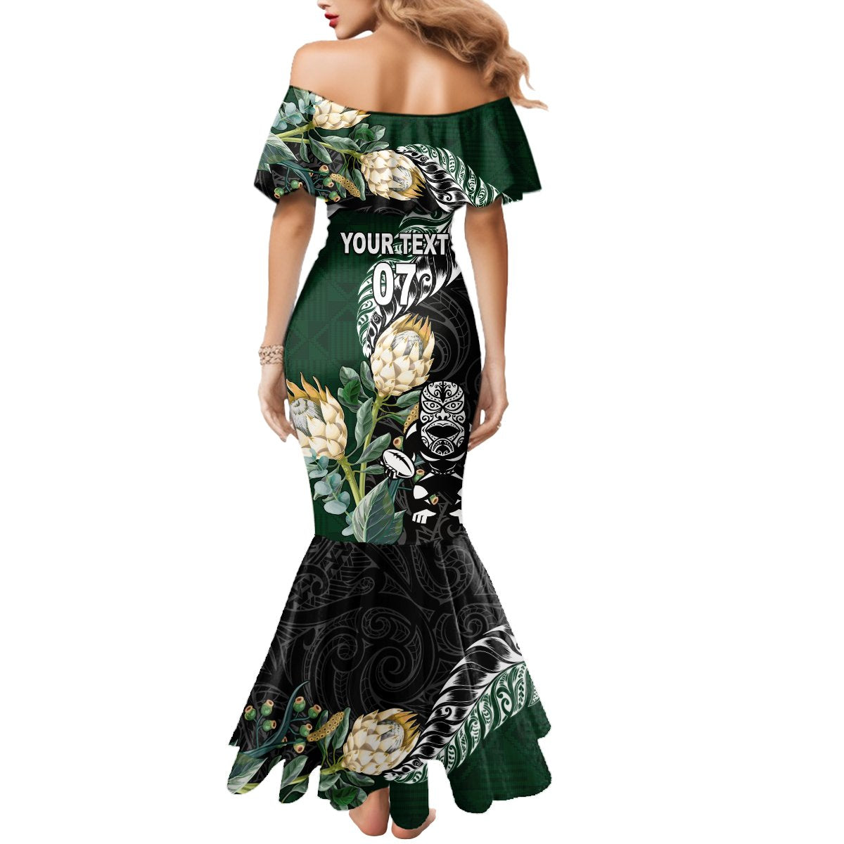 Custom South Africa Mix New Zealand Rugby 2023 Mermaid Dress World Cup Greatest Rivalry LT7 - Polynesian Pride