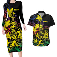 New Caledonia Kanaky Personalized Couples Matching Long Sleeve Bodycon Dress and Hawaiian Shirt Fleche Faitiere - Plumeria LT7 Colorful - Polynesian Pride