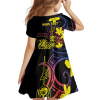 New Caledonia Kanaky Personalized Family Matching Off Shoulder Short Dress and Hawaiian Shirt Fleche Faitiere - Plumeria LT7 - Polynesian Pride
