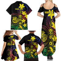 New Caledonia Kanaky Personalized Family Matching Summer Maxi Dress and Hawaiian Shirt Fleche Faitiere - Plumeria LT7 - Polynesian Pride