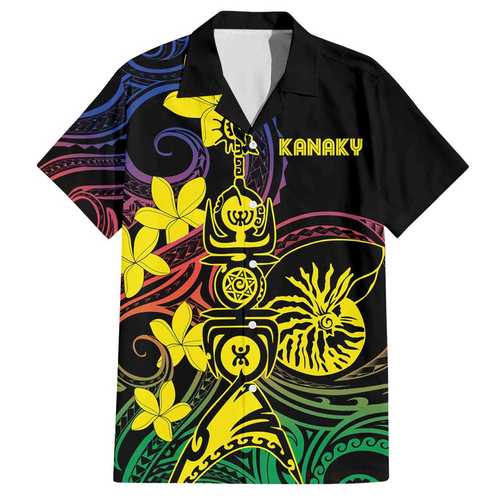 New Caledonia Kanaky Personalized Family Matching Summer Maxi Dress and Hawaiian Shirt Fleche Faitiere - Plumeria LT7 Dad's Shirt - Short Sleeve Colorful - Polynesian Pride