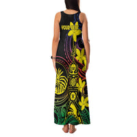 New Caledonia Kanaky Personalized Family Matching Tank Maxi Dress and Hawaiian Shirt Fleche Faitiere - Plumeria LT7 - Polynesian Pride