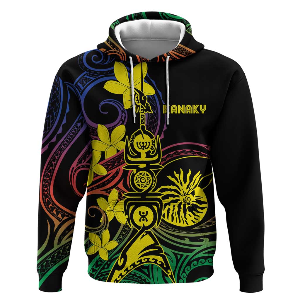New Caledonia Kanaky Personalized Hoodie Fleche Faitiere - Plumeria LT7 Pullover Hoodie Colorful - Polynesian Pride