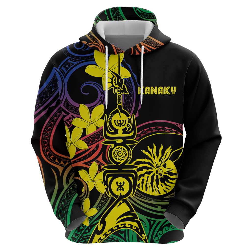 New Caledonia Kanaky Personalized Hoodie Fleche Faitiere - Plumeria LT7 - Polynesian Pride