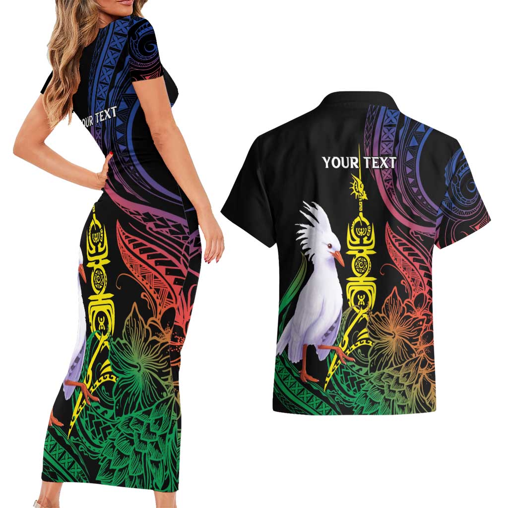 New Caledonia Kanaky Personalized Couples Matching Short Sleeve Bodycon Dress and Hawaiian Shirt Fleche Faitiere Mix Kagu LT7 - Polynesian Pride