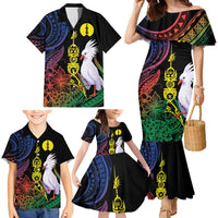 New Caledonia Kanaky Personalized Family Matching Mermaid Dress and Hawaiian Shirt Fleche Faitiere Mix Kagu LT7 - Polynesian Pride