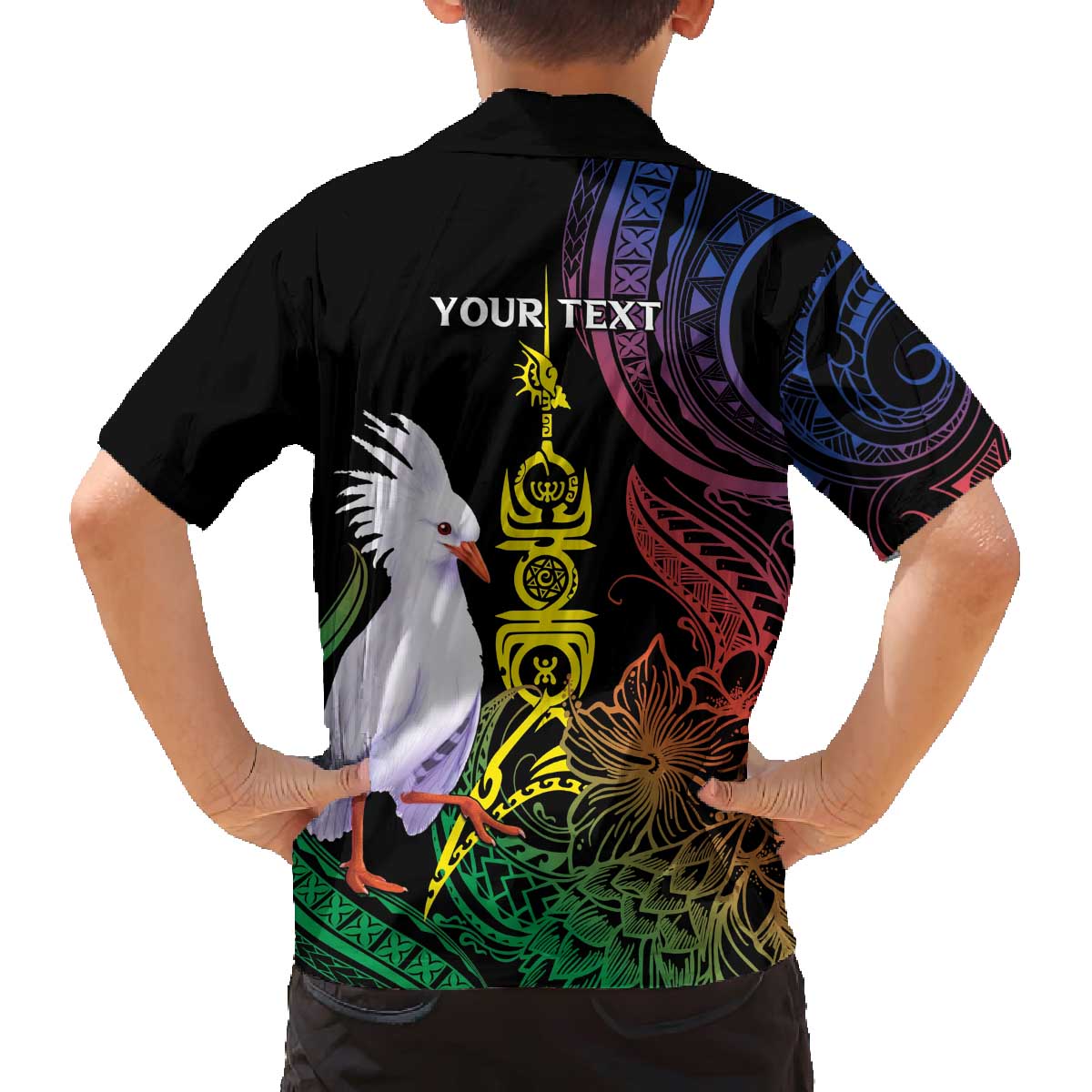 New Caledonia Kanaky Personalized Family Matching Off The Shoulder Long Sleeve Dress and Hawaiian Shirt Fleche Faitiere Mix Kagu LT7 - Polynesian Pride