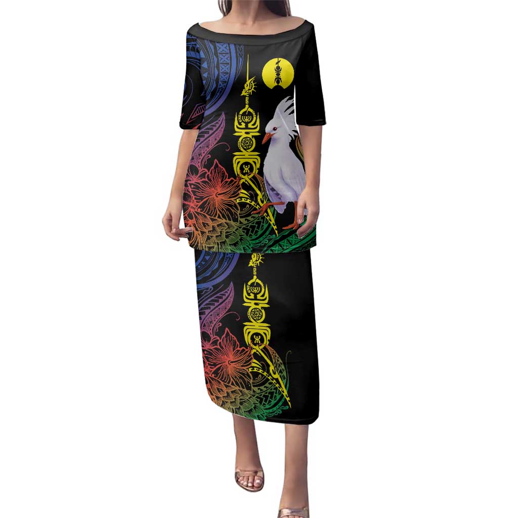 New Caledonia Kanaky Personalized Family Matching Puletasi and Hawaiian Shirt Fleche Faitiere Mix Kagu LT7 Mom's Dress Colorful - Polynesian Pride