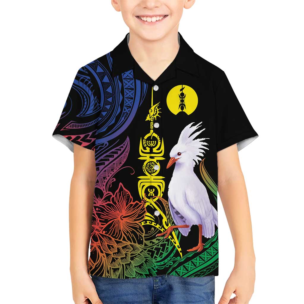 New Caledonia Kanaky Personalized Family Matching Puletasi and Hawaiian Shirt Fleche Faitiere Mix Kagu LT7 Son's Shirt Colorful - Polynesian Pride