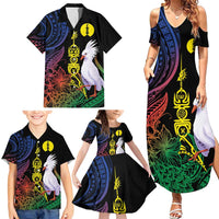 New Caledonia Kanaky Personalized Family Matching Summer Maxi Dress and Hawaiian Shirt Fleche Faitiere Mix Kagu LT7 - Polynesian Pride