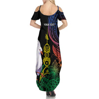 New Caledonia Kanaky Personalized Family Matching Summer Maxi Dress and Hawaiian Shirt Fleche Faitiere Mix Kagu LT7 - Polynesian Pride