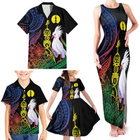 New Caledonia Kanaky Personalized Family Matching Tank Maxi Dress and Hawaiian Shirt Fleche Faitiere Mix Kagu LT7 - Polynesian Pride