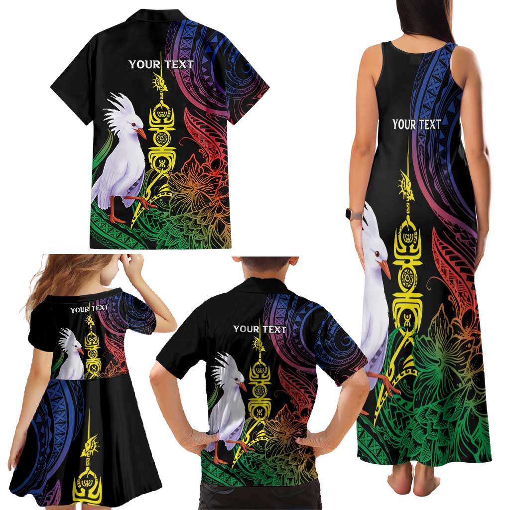 New Caledonia Kanaky Personalized Family Matching Tank Maxi Dress and Hawaiian Shirt Fleche Faitiere Mix Kagu LT7 - Polynesian Pride