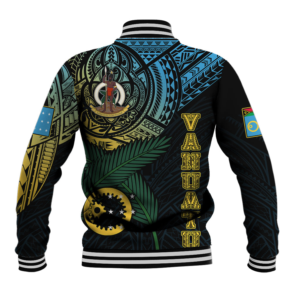 Personalised Vanuatu Baseball Jacket Turtle Chest Tattoo Flag Color - Sanma LT7 - Polynesian Pride
