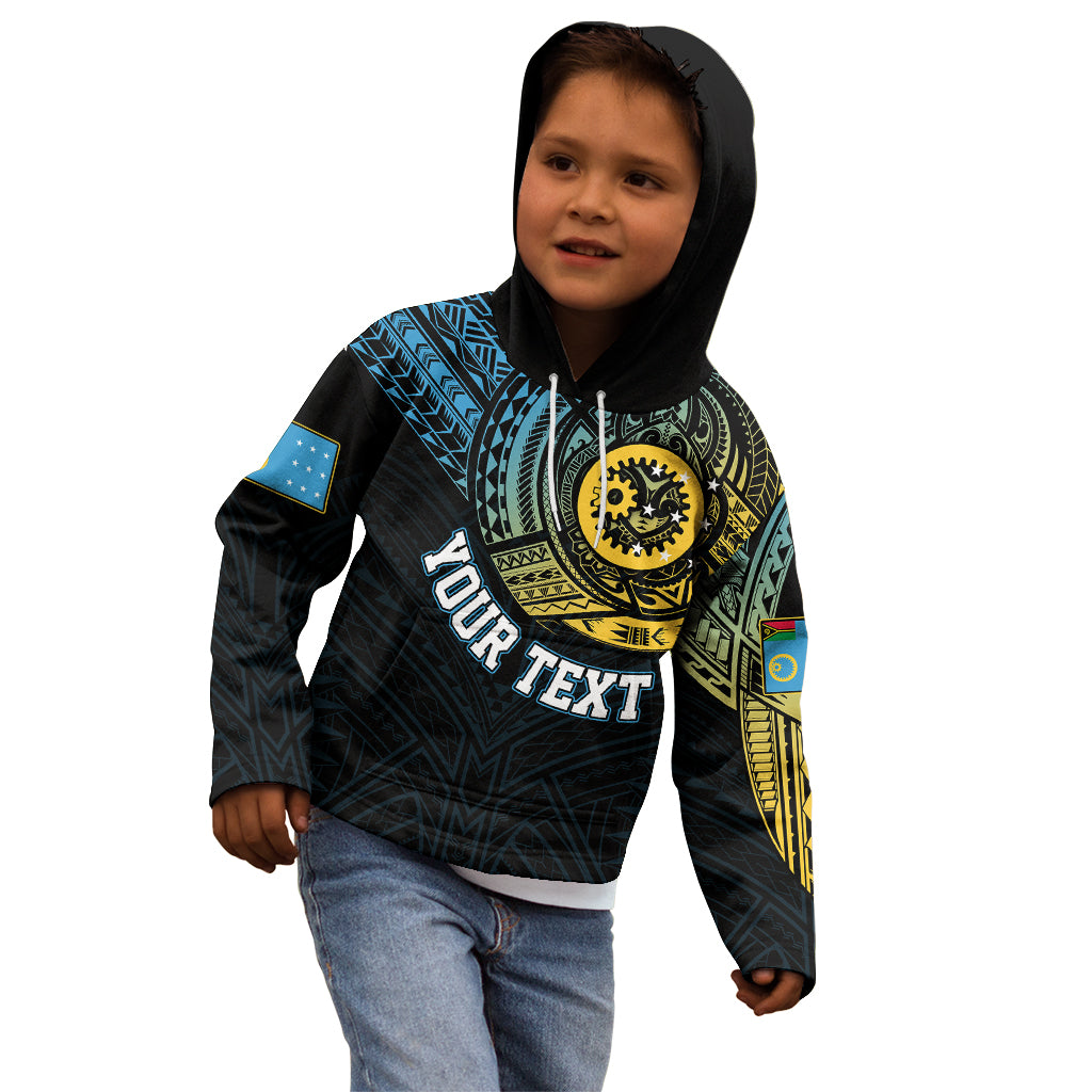 Personalised Vanuatu Kid Hoodie Turtle Chest Tattoo Flag Color - Sanma LT7 - Polynesian Pride