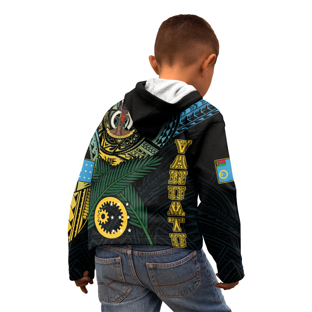 Personalised Vanuatu Kid Hoodie Turtle Chest Tattoo Flag Color - Sanma LT7 - Polynesian Pride