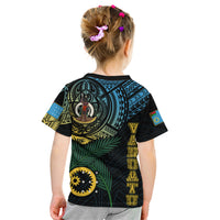 Personalised Vanuatu Kid T Shirt Turtle Chest Tattoo Flag Color - Sanma LT7 - Polynesian Pride