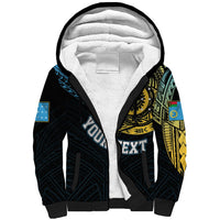 Personalised Vanuatu Sherpa Hoodie Turtle Chest Tattoo Flag Color - Sanma LT7 Unisex Black - Polynesian Pride