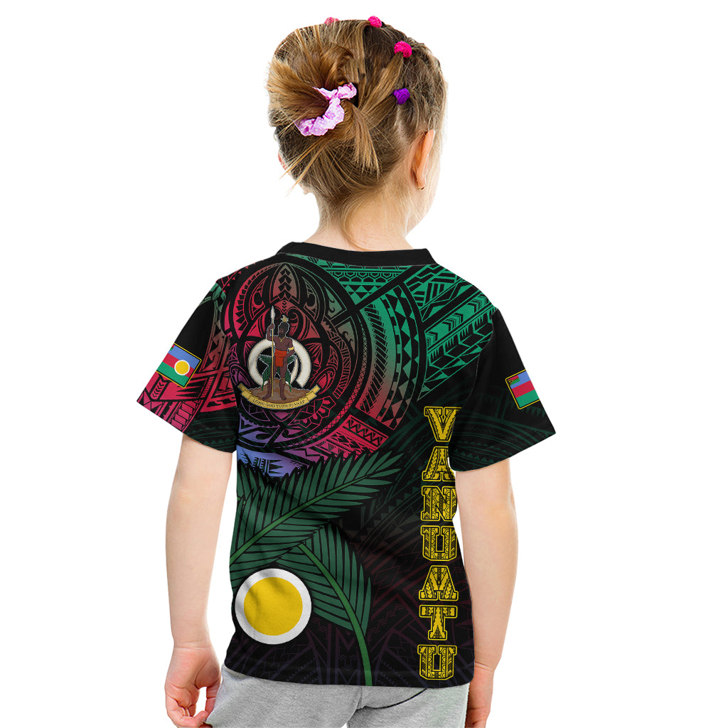 Personalised Vanuatu Kid T Shirt Turtle Chest Tattoo Flag Color - Shefa LT7 - Polynesian Pride