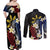 Personalized Philippines Tribal Couples Matching Off Shoulder Maxi Dress and Long Sleeve Button Shirt Tropical Waves - Plumeria